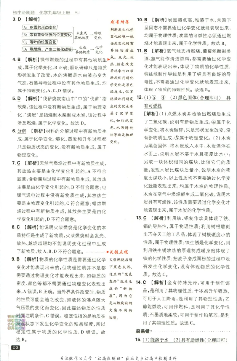 《初中必刷题九年级上册化学人教版答案_2、2025初中必刷题合集_初中必刷题23+24+25上册_2024版（部分上册）》第3页预览
