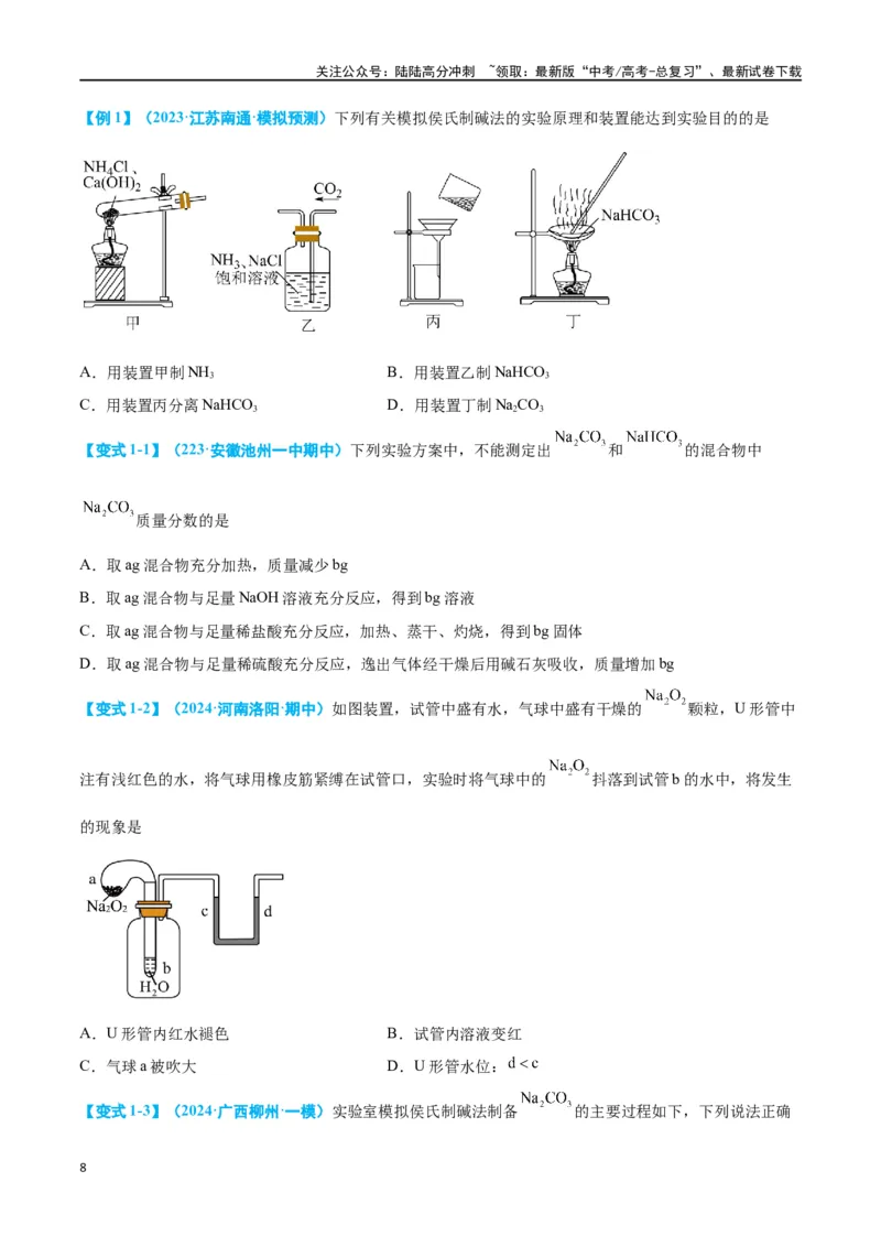 《专题五元素及其化合物十大题型-2024年高考化学二轮复习举一反三系列（新高考专用）（学生版）_05-化学-高考总复习_二轮复习_2024年_资料》第8页预览