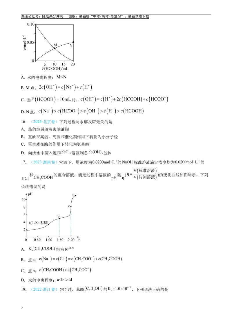 《专题09水溶液中的离子反应与平衡（全国通用）（原卷版）_05-化学-高考总复习_专项复习_2025年_五年2020-2024高考真题分类汇编化学真题分类汇编（全国通用）》第7页预览