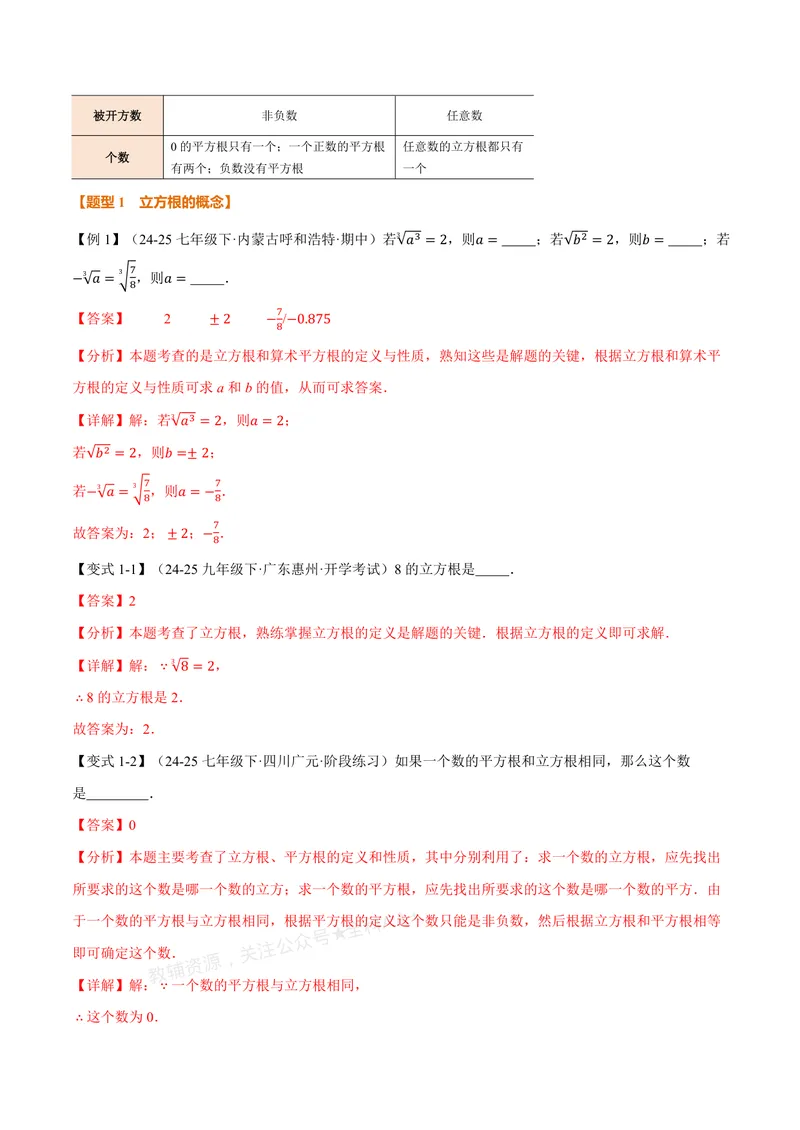 《专题2.2立方根(讲义)(解析版)_2026语数英7-9年级上《举一反三系列》多版本_2026《初中数学•举一反三系列》8上多版本_2026《初中数学•举一反三系列》8上(北师大)_专题2.2立方根(讲义)》第2页预览
