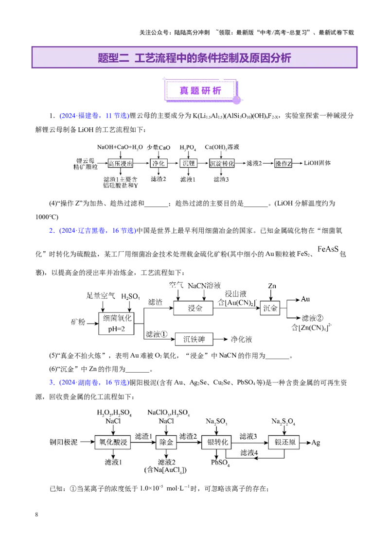 《专题10大题突破——化学工艺流程（讲义）（学生版）_05-化学-高考总复习_二轮复习_2025年_2025年高考化学二轮复习课件+讲义+练习（新高考通用）》第8页预览