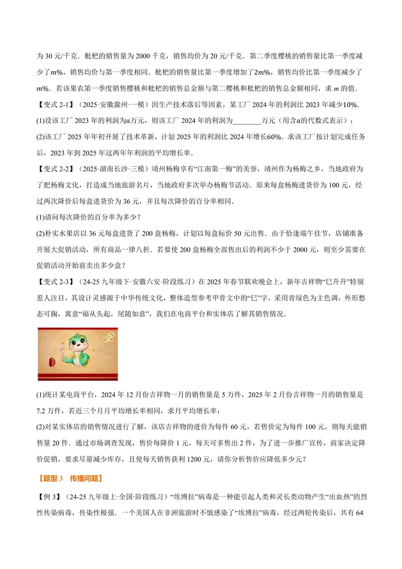 《专题2.5应用一元二次方程(讲义)(原卷版)_2026语数英7-9年级上《举一反三系列》多版本_2026《初中数学•举一反三系列》9上多版本_2026《初中数学•举一反三系列》9上(北师大)》第4页预览