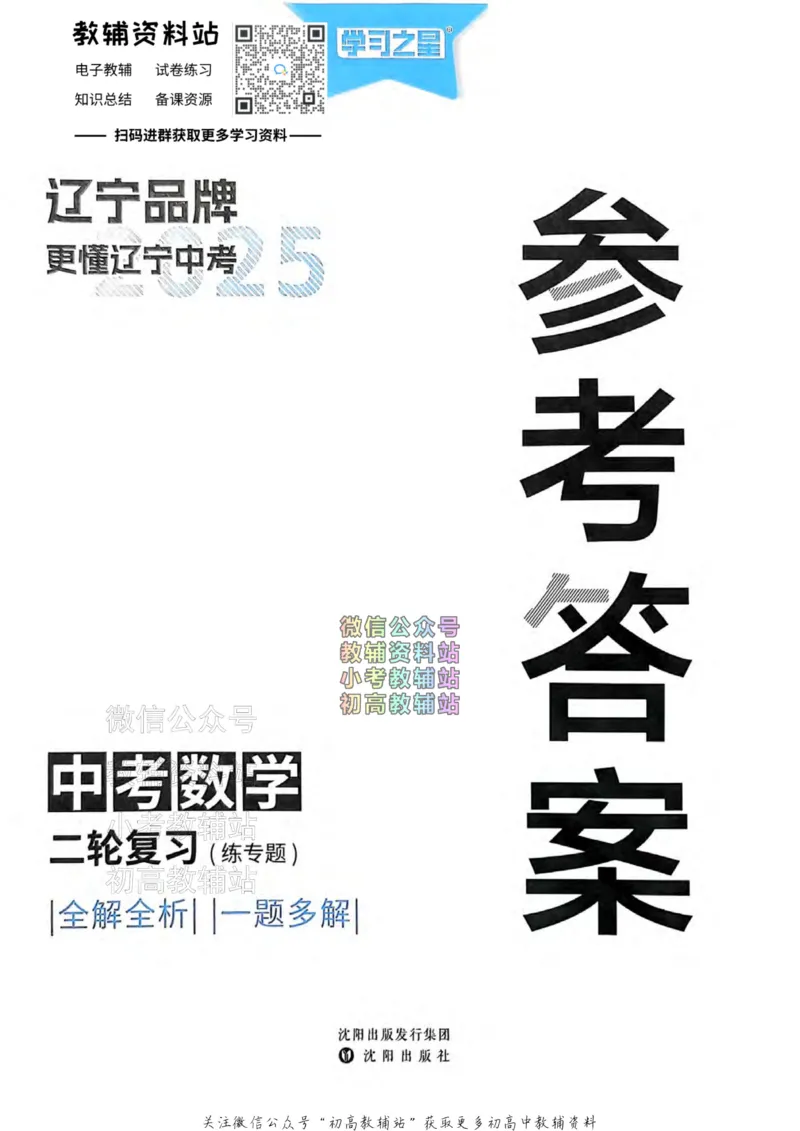 《2025领跑数学二轮复习(练专题)参考答案_小初高学习资料合集（每天更新）_学习之星领跑中考（辽宁）》第1页预览