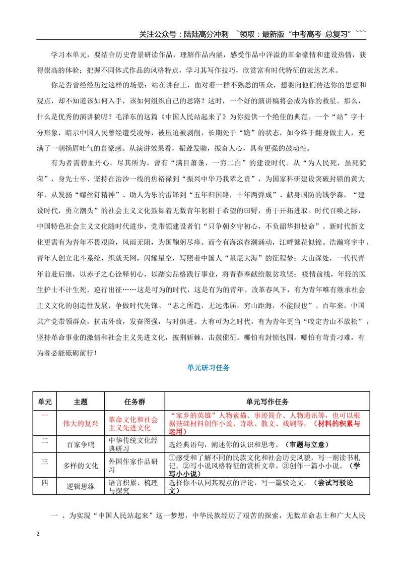 《专题01伟大的复兴（材料的积累与运用）_一轮复习_2026年-语文一轮复习_2026年高考语文一轮复习之教材主题作文训练-G438_资料》第2页预览