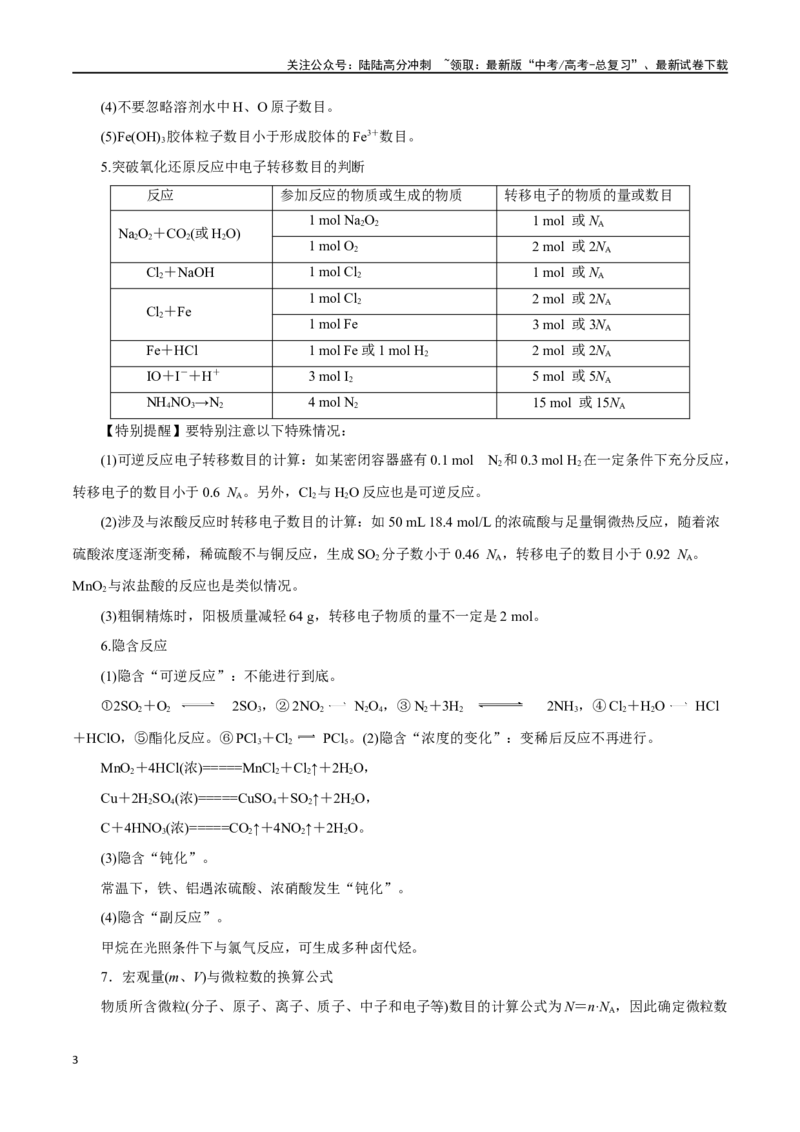 《专题讲座（二）阿伏加德罗常数的突破（讲）-（原卷版）_05-化学-高考总复习_一轮复习_2024年_2024年高考化学大一轮复习精讲精练+专题讲座_资料》第3页预览