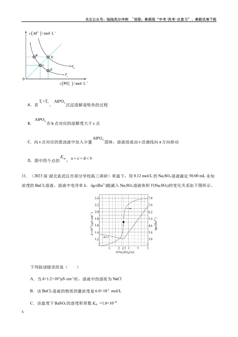 《专题11沉淀溶解平衡（原卷版）_05-化学-高考总复习_二轮复习_2024年_2024年高考化学二轮复习题型专练专题试题全国通用_资料》第5页预览
