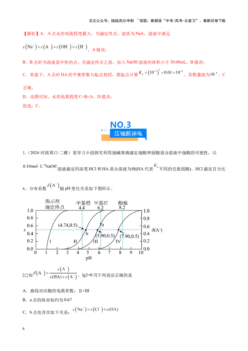 《压轴题07 水溶液中微粒变化图像题（教师版）_05-化学-高考总复习_专项复习_2024年_2024年高考化学压轴题专项训练（新高考通用）》第6页预览