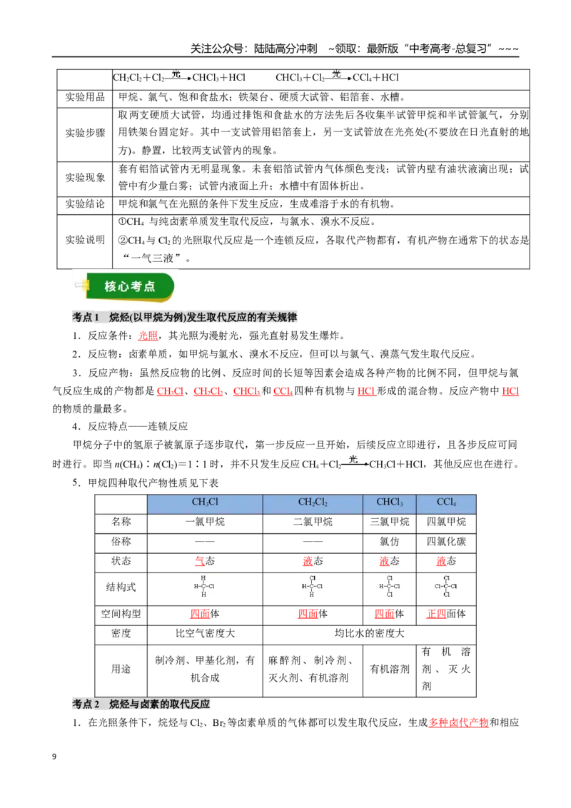 《专题11有机化学基础（一）（教师版）_05-化学-高考总复习_一轮复习_2026年-化学高考一轮复习_2026年高考化学一轮复习讲义+练习+课件（新教材新高考）-G55_2026版_第十章化学实验基础与探究》第9页预览