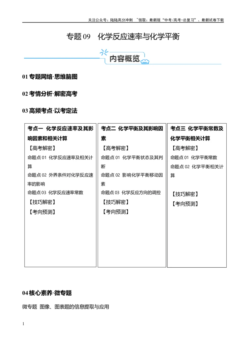 《专题09化学反应速率与化学平衡（讲义）（原卷版）_05-化学-高考总复习_二轮复习_2024年_2024年高考化学二轮复习高频考点追踪与预测（新高考专用）_讲义》第1页预览