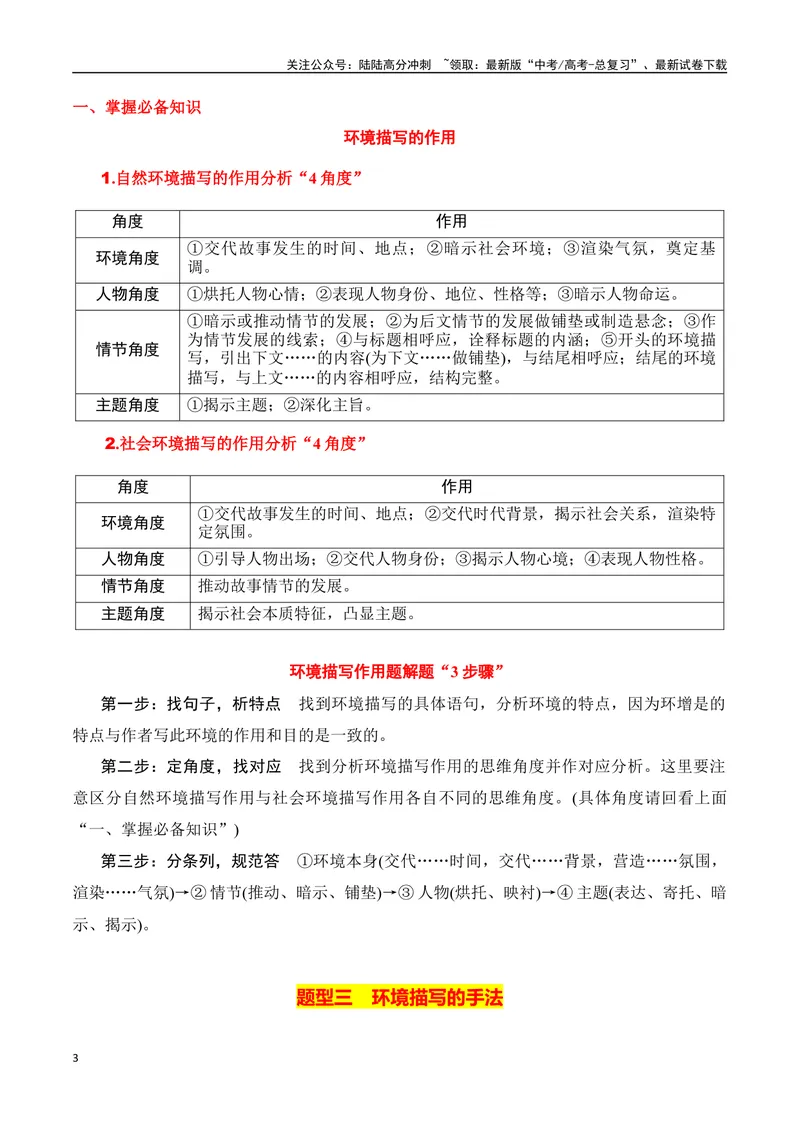 《专题03：赏析小说环境（教师版）_一轮复习_2025年_2025年高考语文一轮复习知识清单（全国通用）》第3页预览