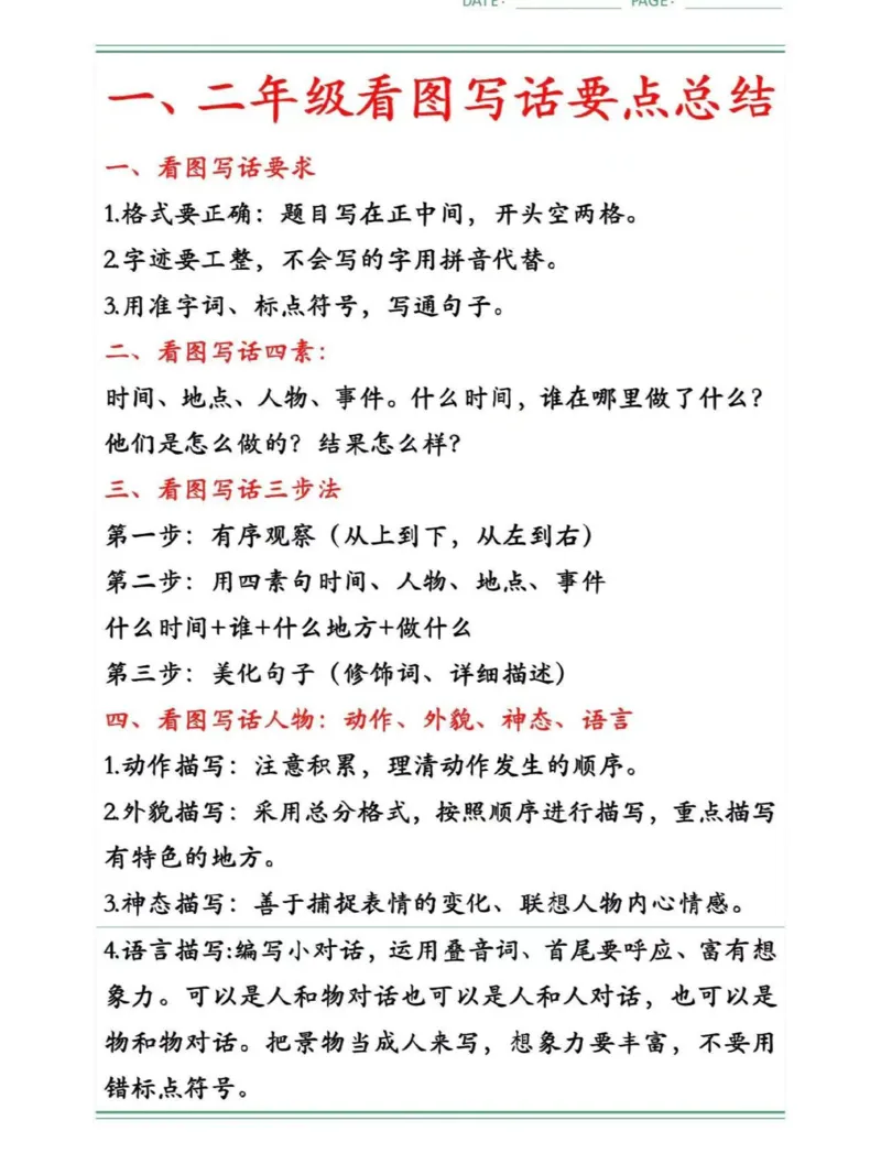 《二年级看图写话要点总结_小学1-6年级全科全套_1-6年级全科上册_二年级_语文_语文二上看图写话专项》第1页预览