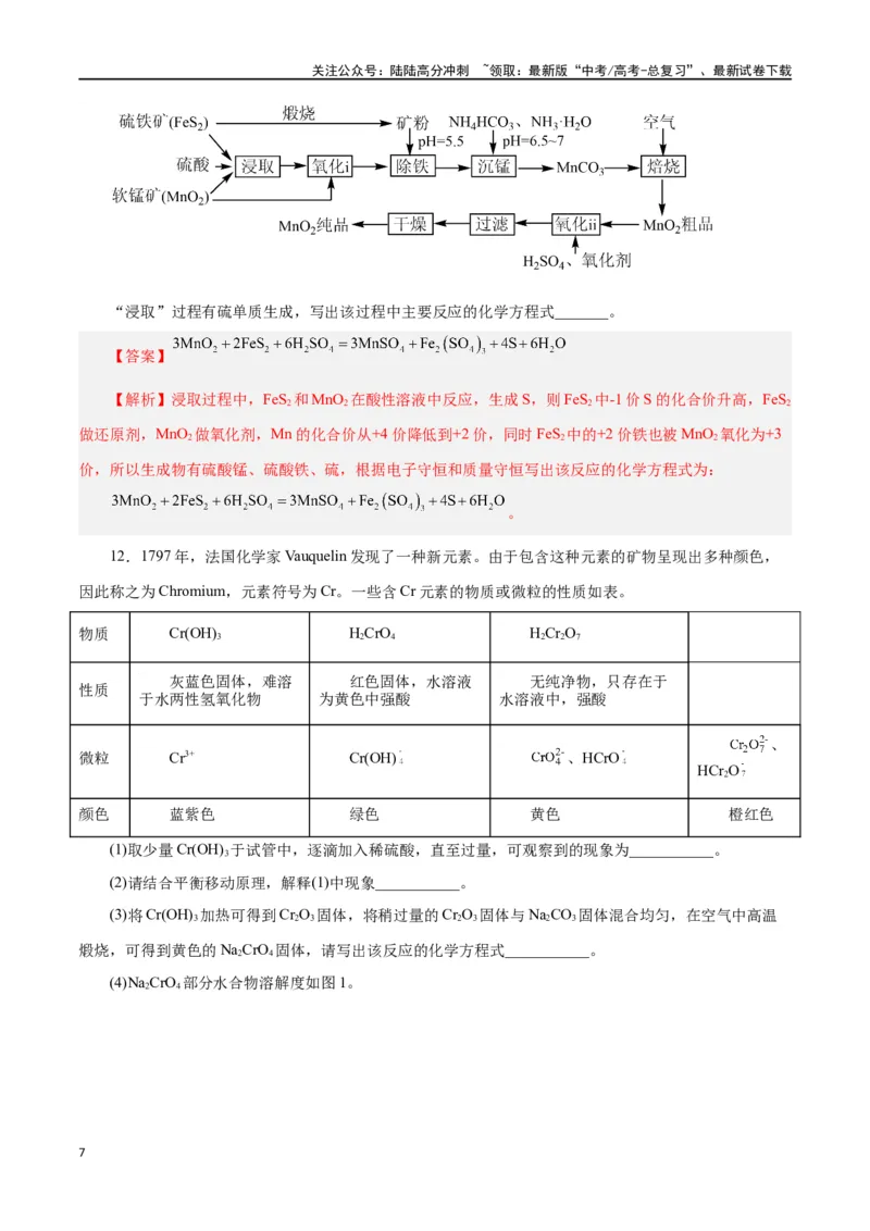 《专题讲座（一）陌生化学方程式书写（练）-（解析版）_05-化学-高考总复习_一轮复习_2024年_2024年高考化学大一轮复习精讲精练+专题讲座_资料》第7页预览