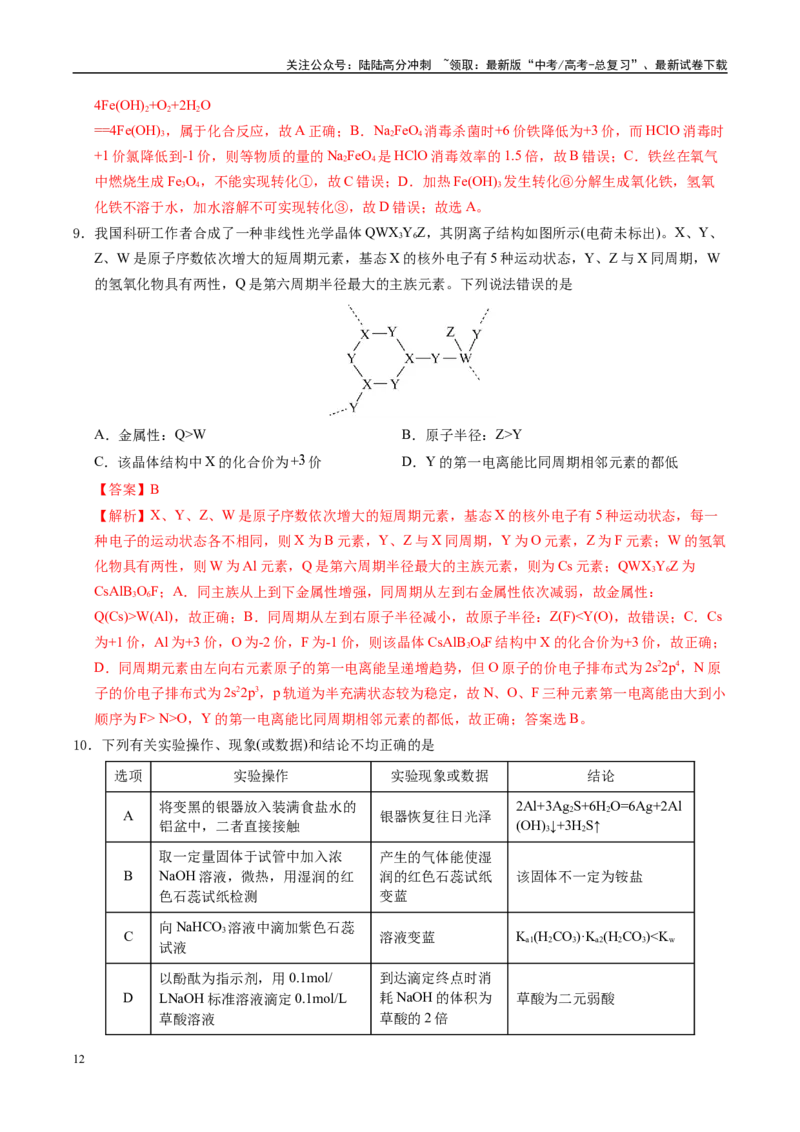 《信息必刷卷05（新高考通用）（教师版）_05-化学-高考总复习_专项复习_2025年_2025年高考考前必刷题（多地区）化学_2025年高考化学考前必刷卷（新高考通用）5套》第6页预览