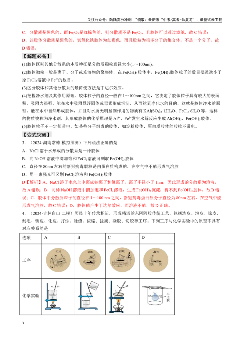 《易错专题01物质的组成、性质和分类-（解析版）_05-化学-高考总复习_专项复习_2024年_2024年高考化学考前易错聚焦_资料》第3页预览