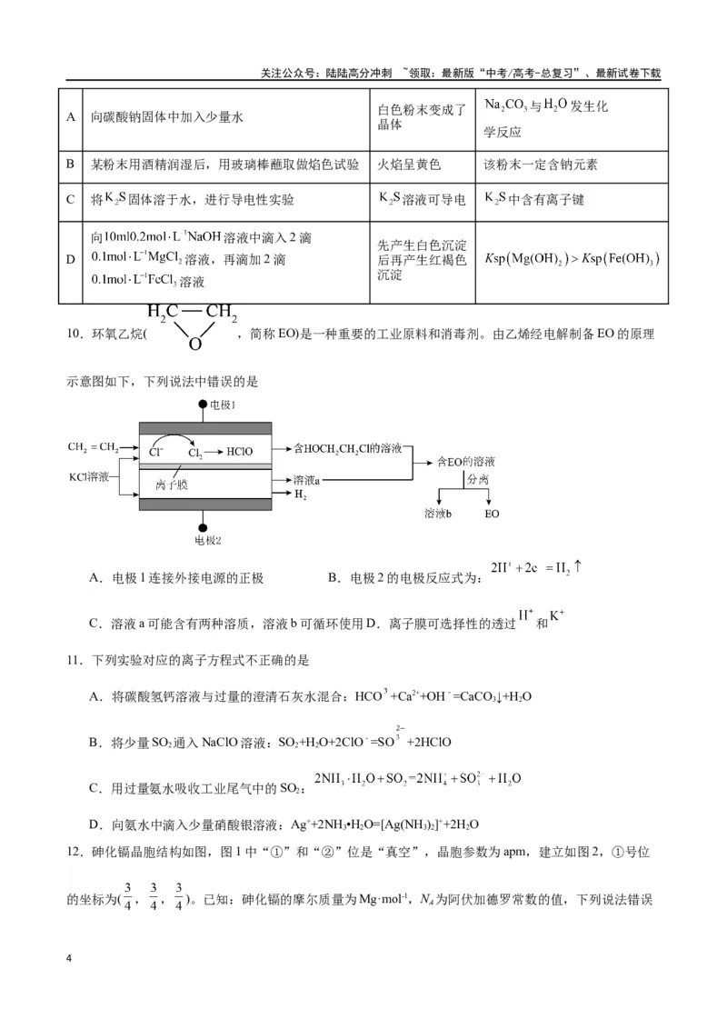 《化学（考后提升卷，广西卷）-2024年1月“九省联考”真题完全解读与考后提升（原卷版）_05-化学-高考总复习_专项复习_2024年_2024高考化学1月九省联考猜想卷真题汇编完全解读》第4页预览
