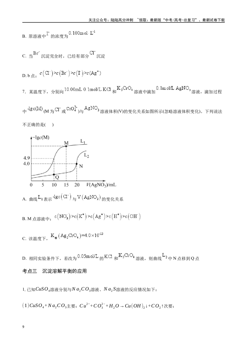 《专题三十二沉淀溶解平衡-（原卷版）_05-化学-高考总复习_一轮复习_2024年_2023-2024学年解密高考化学大一轮复习精讲精练（配套新教材2019）_资料》第9页预览