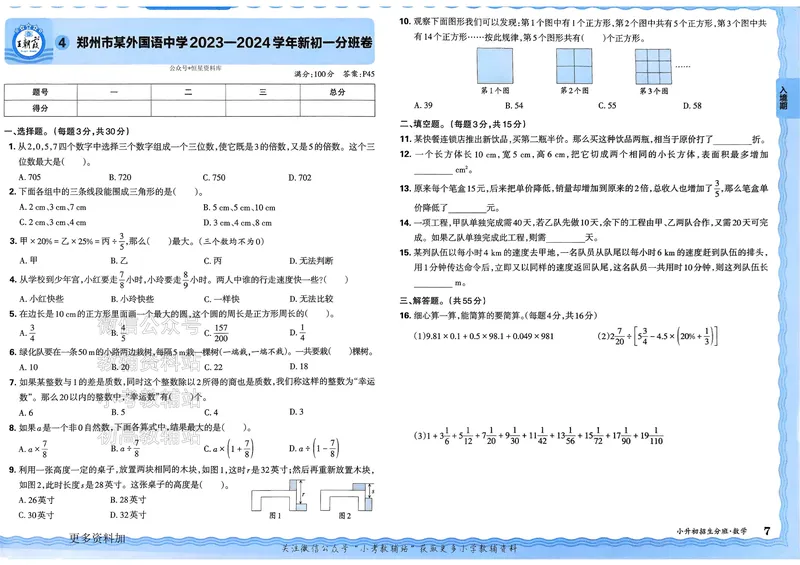 《2025版王朝霞小升初招生分班数学_小初高学习资料合集（每天更新）_2025版王朝霞小升初试卷》第10页预览