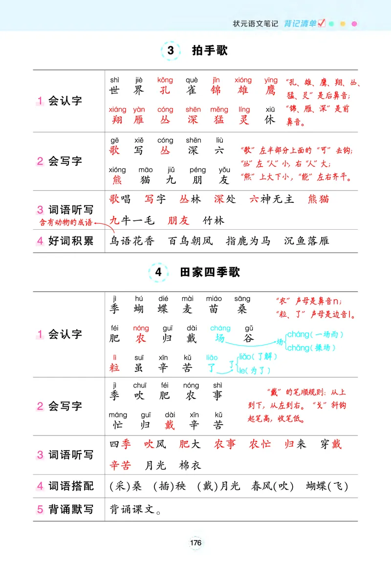 《二年级语文上册状元笔记（背记清单）_小学1-6年级全科全套_1-6年级全科上册_二年级_语文_语文二上每课考点总结》第5页预览