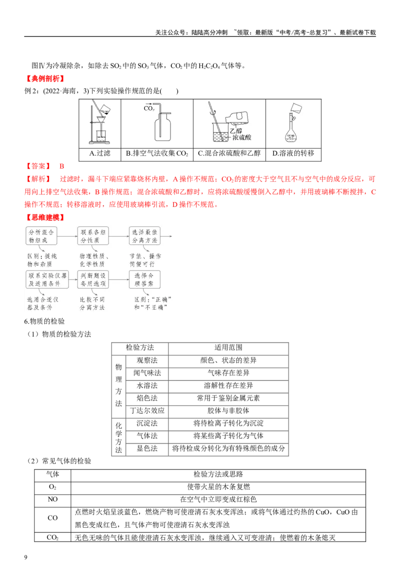 《专题十化学实验基础（选择题）（教师版）_05-化学-高考总复习_二轮复习_2024年_2024年高考化学二轮专题复习讲义（新高考通用）_资料_1-资料》第9页预览