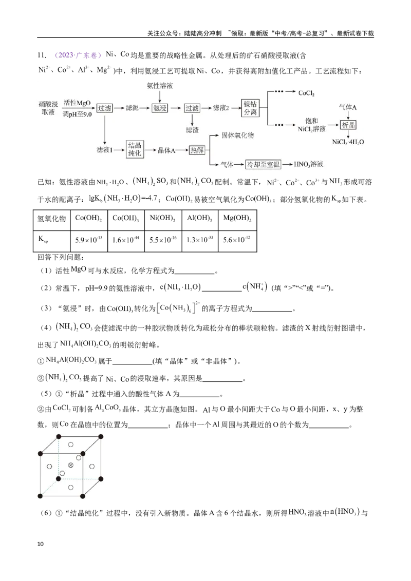《专题18化学工艺流程综合题——分离、提纯类（全国通用）（原卷版）_05-化学-高考总复习_专项复习_2024年_2024年高考化学真题分类汇编（全国通用）》第10页预览