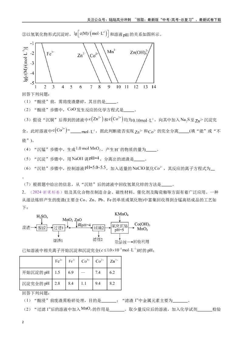 《专题18化学工艺流程综合题——分离、提纯类（全国通用）（原卷版）_05-化学-高考总复习_专项复习_2024年_2024年高考化学真题分类汇编（全国通用）》第2页预览