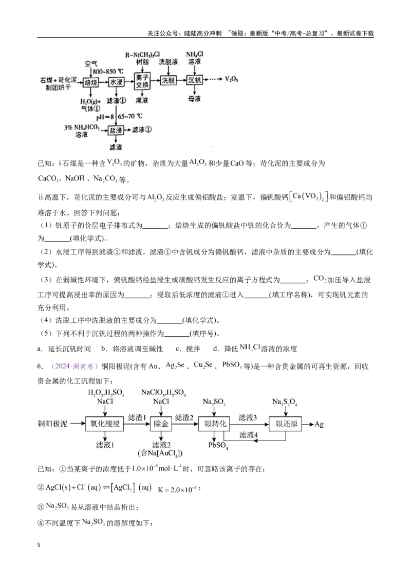《专题18化学工艺流程综合题——分离、提纯类（全国通用）（原卷版）_05-化学-高考总复习_专项复习_2024年_2024年高考化学真题分类汇编（全国通用）》第5页预览