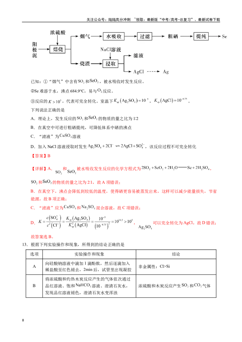 《化学（湖南卷01）（全解全析）_05-化学-高考总复习_专项复习_2025年_2025年高考押题预测卷（多地区）化学》第8页预览