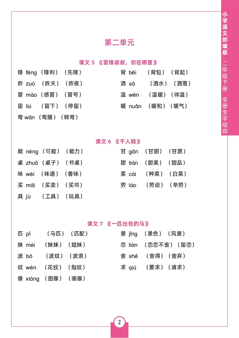 《二（下）生字组词_小学1-6年级全科全套_1-6年级全科下册_二年级_二年级下语文_语文二下生字注音组词》第2页预览