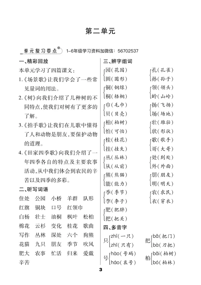 《二年级语文上册新版知识点（知识点全覆盖）_小学1-6年级全科全套_1-6年级全科上册_二年级_语文_语文二上单元考点总结》第4页预览