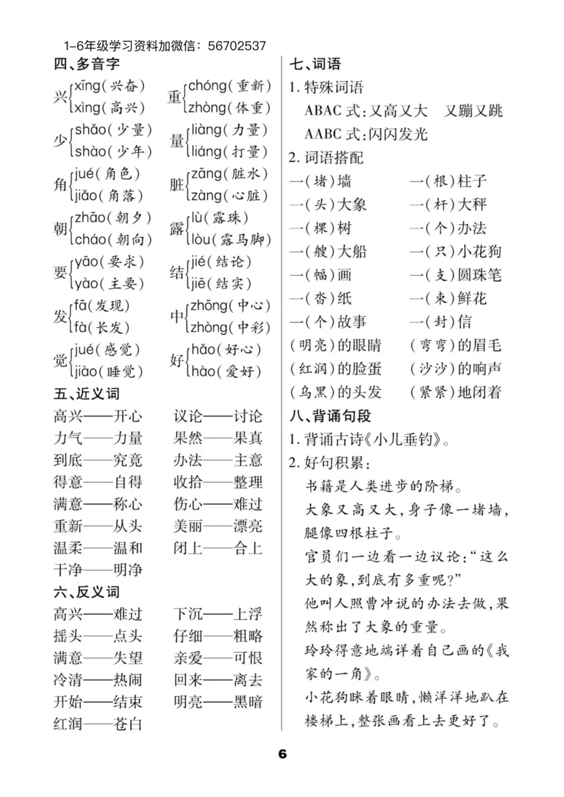 《二年级语文上册新版知识点（知识点全覆盖）_小学1-6年级全科全套_1-6年级全科上册_二年级_语文_语文二上单元考点总结》第7页预览