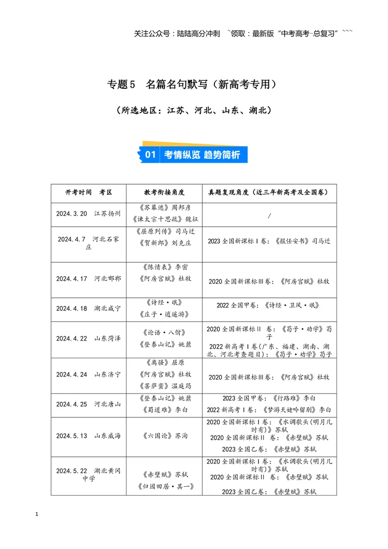 《专题05名篇名句默写（教师版）（新高考通用）_专项复习_2026年-语文专项复习_2025年高考语文二模试题分类汇编（新高考专用）_2024版_111》第1页预览