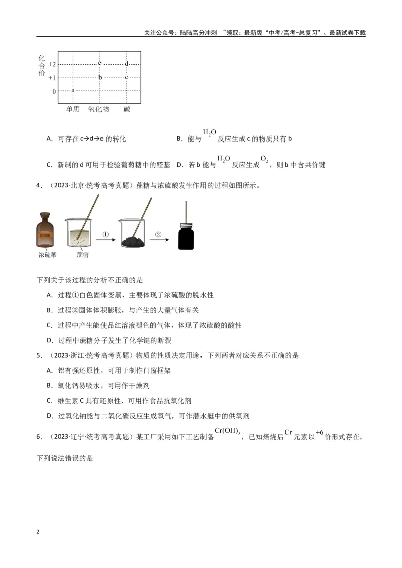 《专题08元素及其化合物-原卷版）_05-化学-高考总复习_二轮复习_2024年_2024年高考化学二轮专题强化训练习题试题练习全国_资料》第2页预览