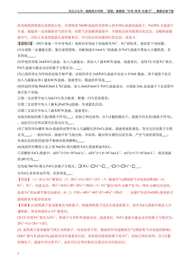 《专题05铁、铝及其化合物（实验9~10）（解析版）_05-化学-高考总复习_专项复习_2025年_2025年高考化学教材实验及其延伸拓展》第5页预览
