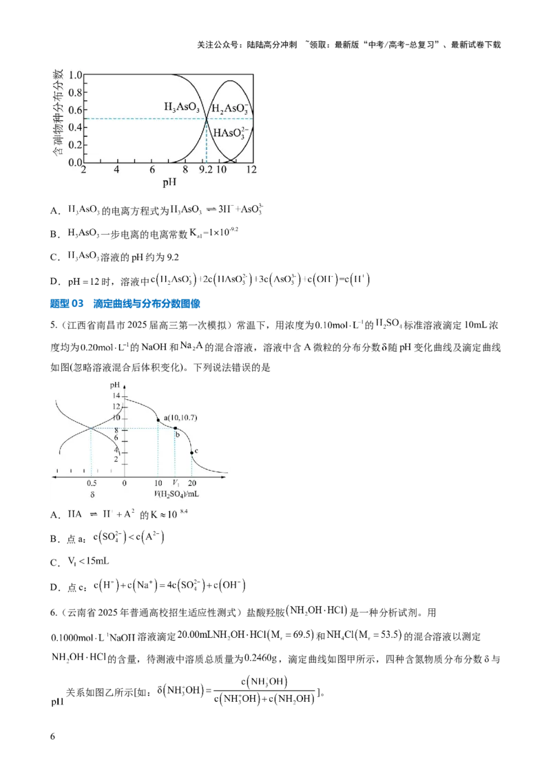 《压轴题06水溶液中微粒变化图像题（原卷版）_05-化学-高考总复习_三轮冲刺_压轴题2025年高考化学培优训练（新高考通用）》第6页预览