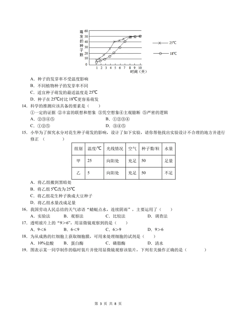 《七年级生物第一次月考卷（A4考试版）测试范围：七上第1-2章（北师大版2024）_初中全科目《第一次月考试卷》7-9年级上册_7年级生物上_北师版第一次月考》第3页预览