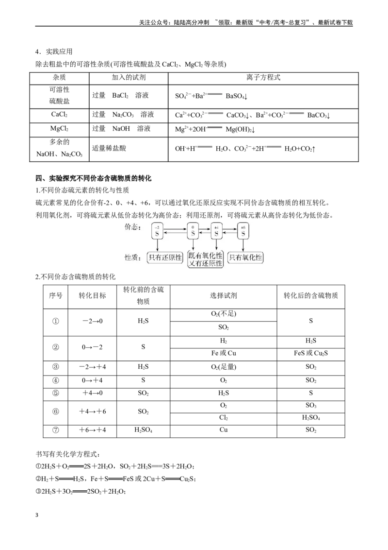 《专题07硫、氮及其化合物的性质（实验12~实验13）（教师版）_05-化学-高考总复习_专项复习_2024年_2024年高考化学实验专项突破_资料_高考化学教材实验及其延伸拓展》第3页预览