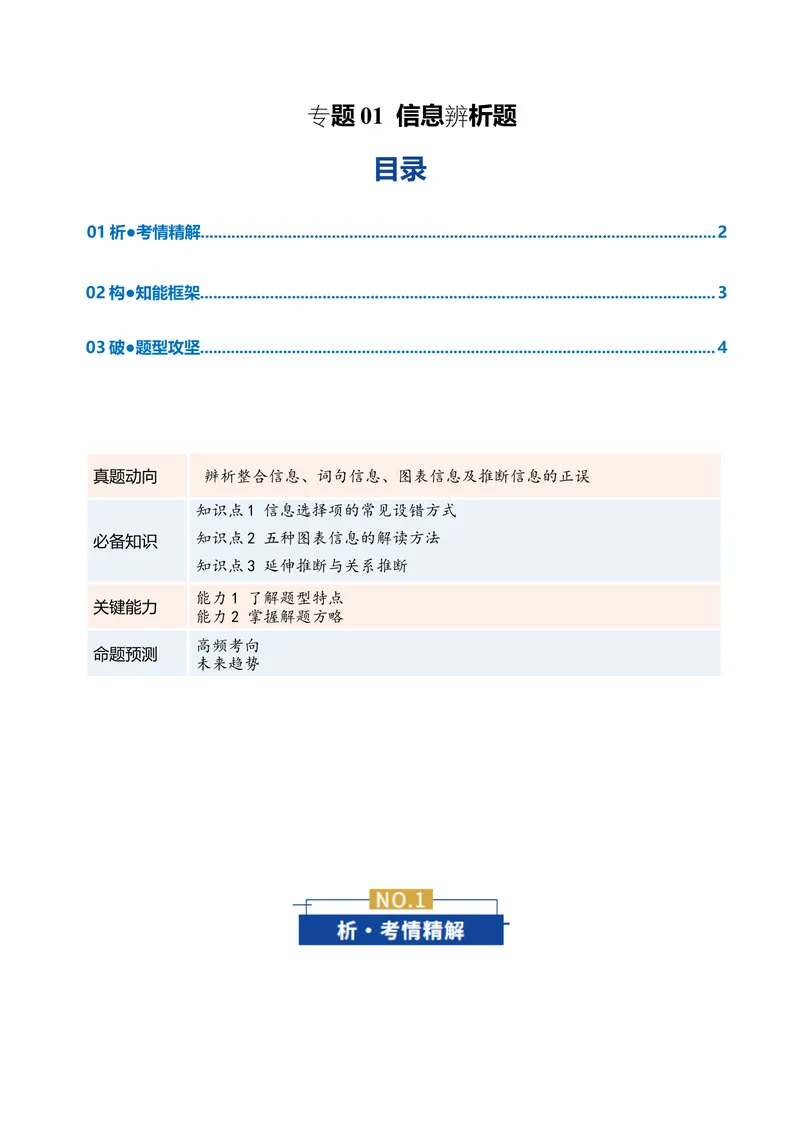《专题01信息辨析题（复习讲义）（全国通用）（教师版）_二轮复习_2026年-语文二轮复习_2026年高考语文二轮复习课件+讲义+练习（新高考通用）-G92_2026版》第1页预览