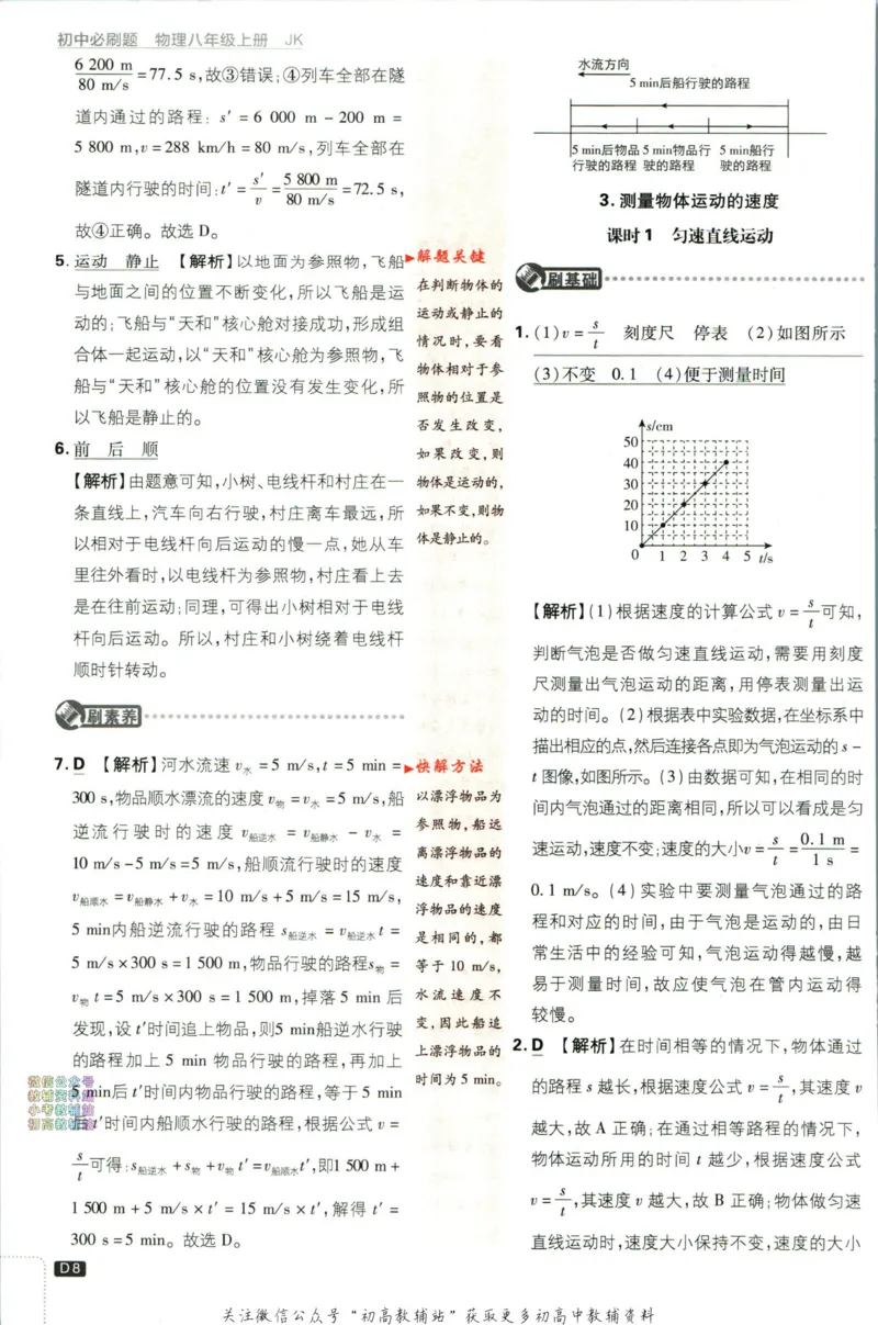 《初中必刷题八年级上册物理教科版答案_2、2025初中必刷题合集_初中必刷题23+24+25上册_2023版》第9页预览