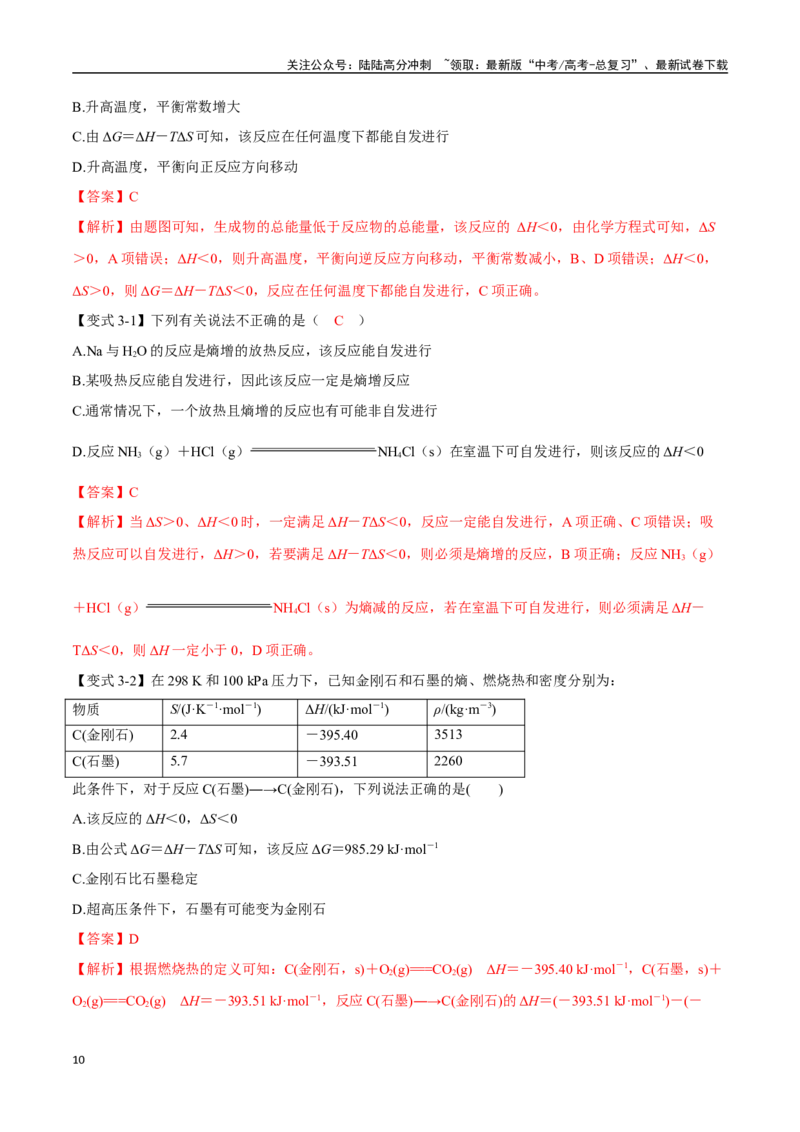 《专题20化学反应的方向与调控七大题型（新高考通用）（教师版）_05-化学-高考总复习_一轮复习_2025年_2025年高考化学一轮复习举一反三系列（新高考通用）_资料》第10页预览