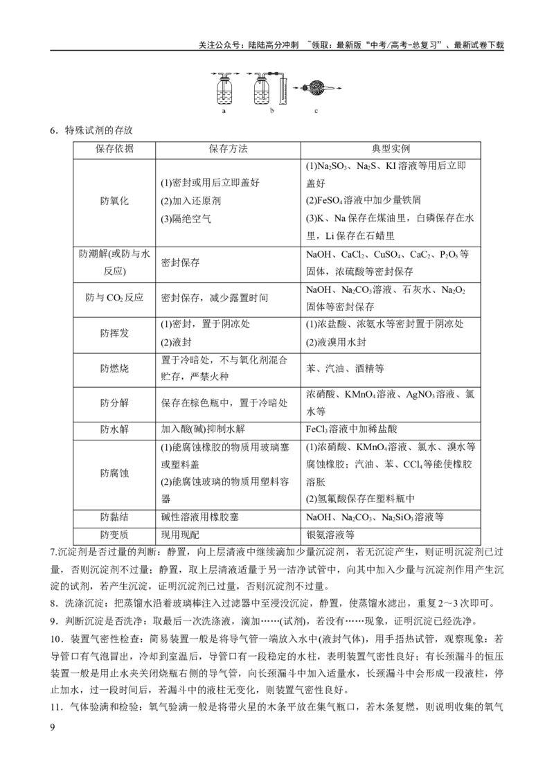 《专题17化学实验基础（讲义）（解析版）_05-化学-高考总复习_二轮复习_2024年_2024年高考化学二轮复习高频考点追踪与预测（新高考专用）_讲义_教师版（含答案解析）》第9页预览