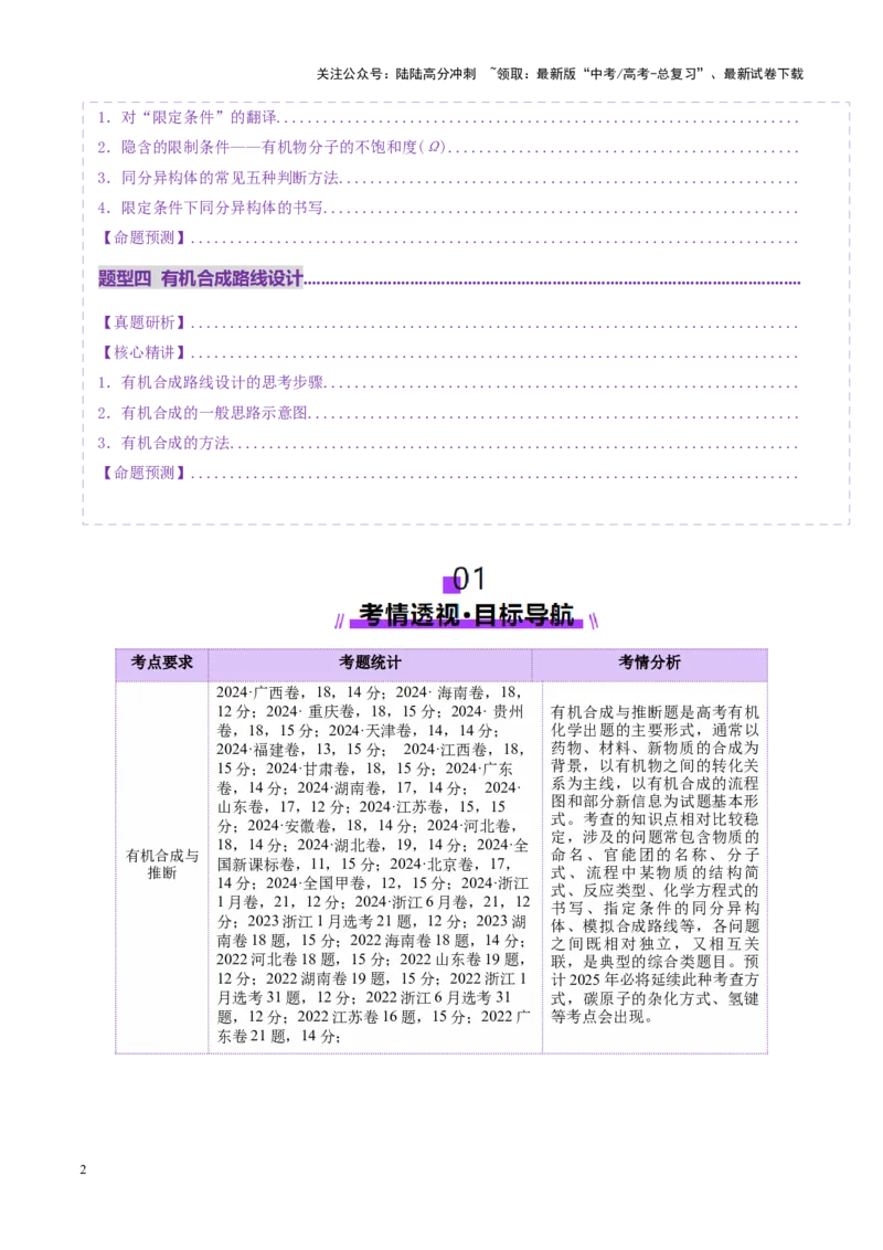 《专题14大题突破——有机合成与推斯（讲义）（学生版）_05-化学-高考总复习_二轮复习_2025年_2025年高考化学二轮复习课件+讲义+练习（新高考通用）》第2页预览