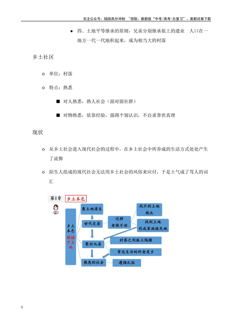 《专题01：《乡土中国》知识梳理（教师版）_一轮复习_2025年_2025年高考语文一轮复习知识清单（全国通用）》第2页预览