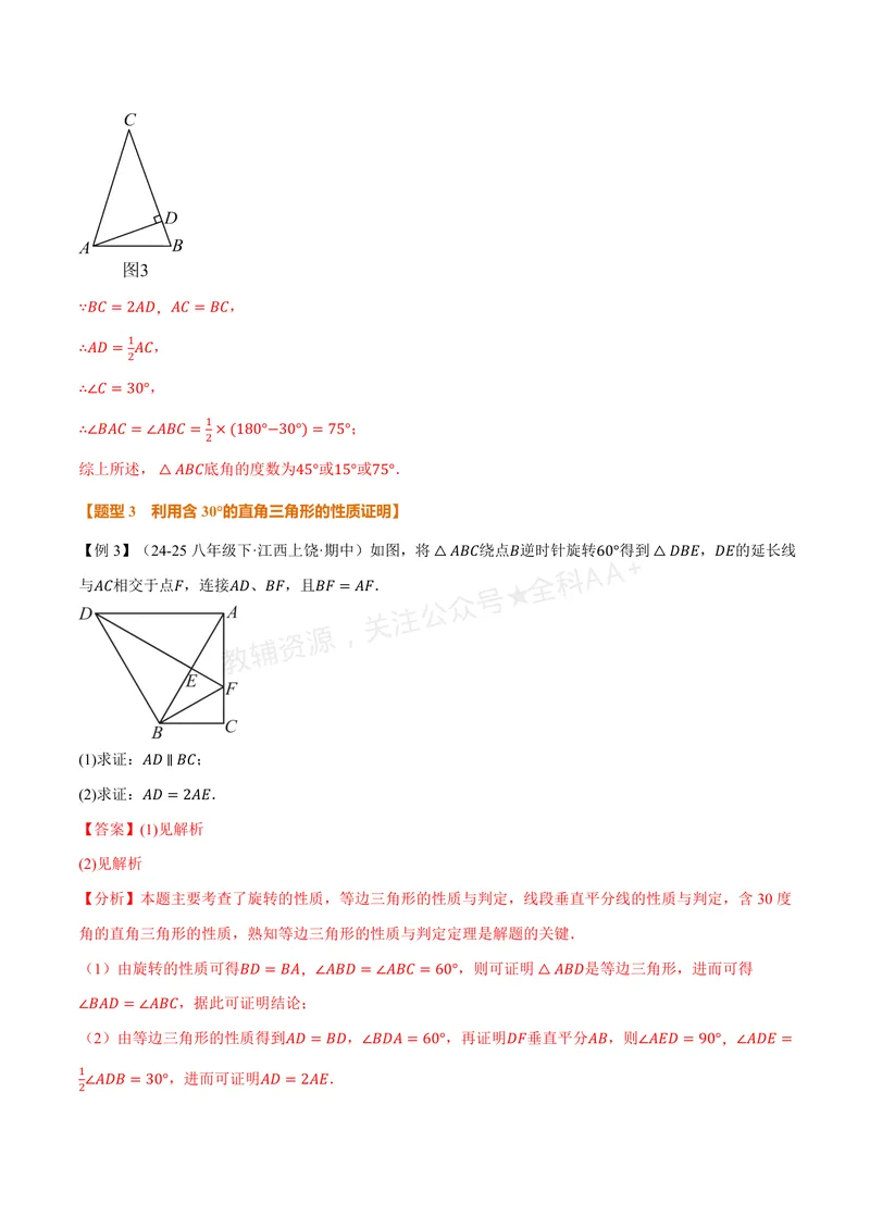 《专题2.9含30°角的直角三角形的性质(讲义)(解析版)_2026语数英7-9年级上《举一反三系列》多版本_2026《初中数学•举一反三系列》8上多版本_2026《初中数学•举一反三系列》8上(浙教)》第10页预览