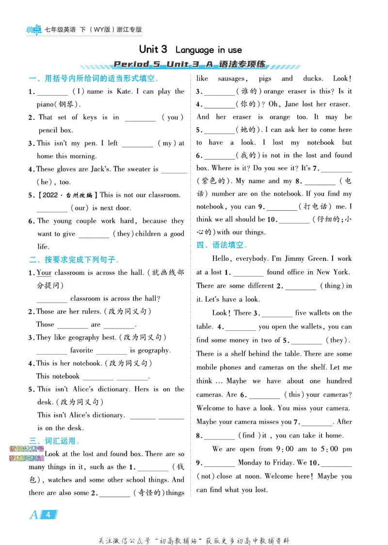 《典中点七年级下册英语外研版浙江专版_初中7-9年级上下册《典中点》》第10页预览