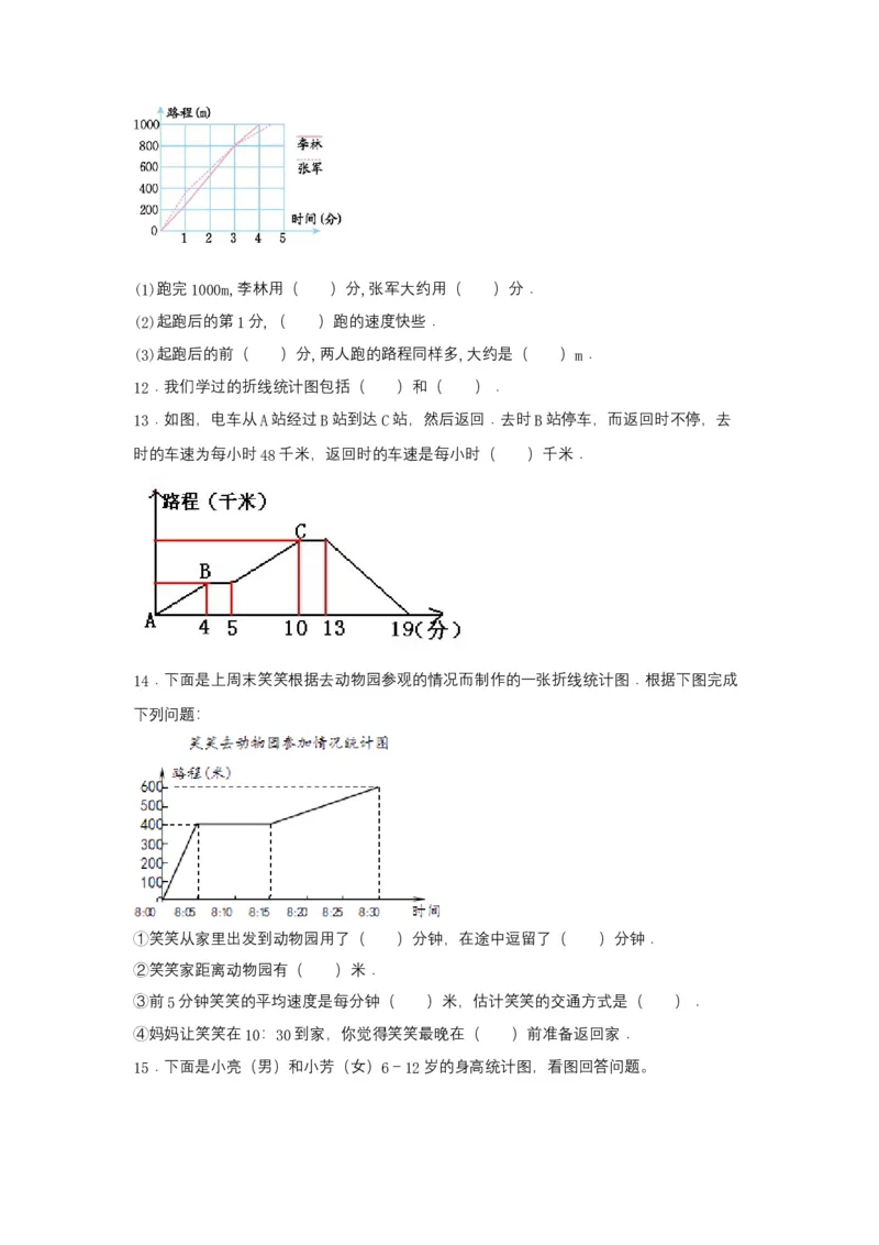 《分层训练五年级下册数学单元测试-第二单元折线统计图（基础卷）苏教版（含答案）_小学1-6年级全科全套_1-6年级全科下册_五年级_五年级下数学_数学五下苏教版(1)》第4页预览