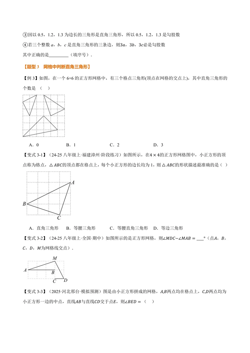 《专题3.2勾股定理的逆定理(讲义)(原卷版)_2026语数英7-9年级上《举一反三系列》多版本_2026《初中数学•举一反三系列》8上多版本_2026《初中数学•举一反三系列》8上(苏科)》第3页预览