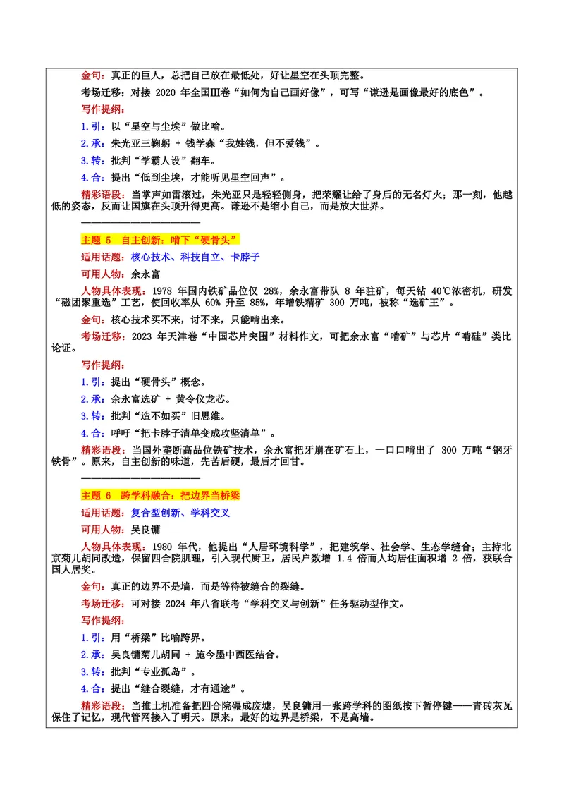 《专题01经纬中国：科学领域19位硬核人物万能素材库与10大高考母题备考图谱_专项复习_2026年-语文专项复习_172026年高考语文作文热门主题素材积累与运用》第9页预览