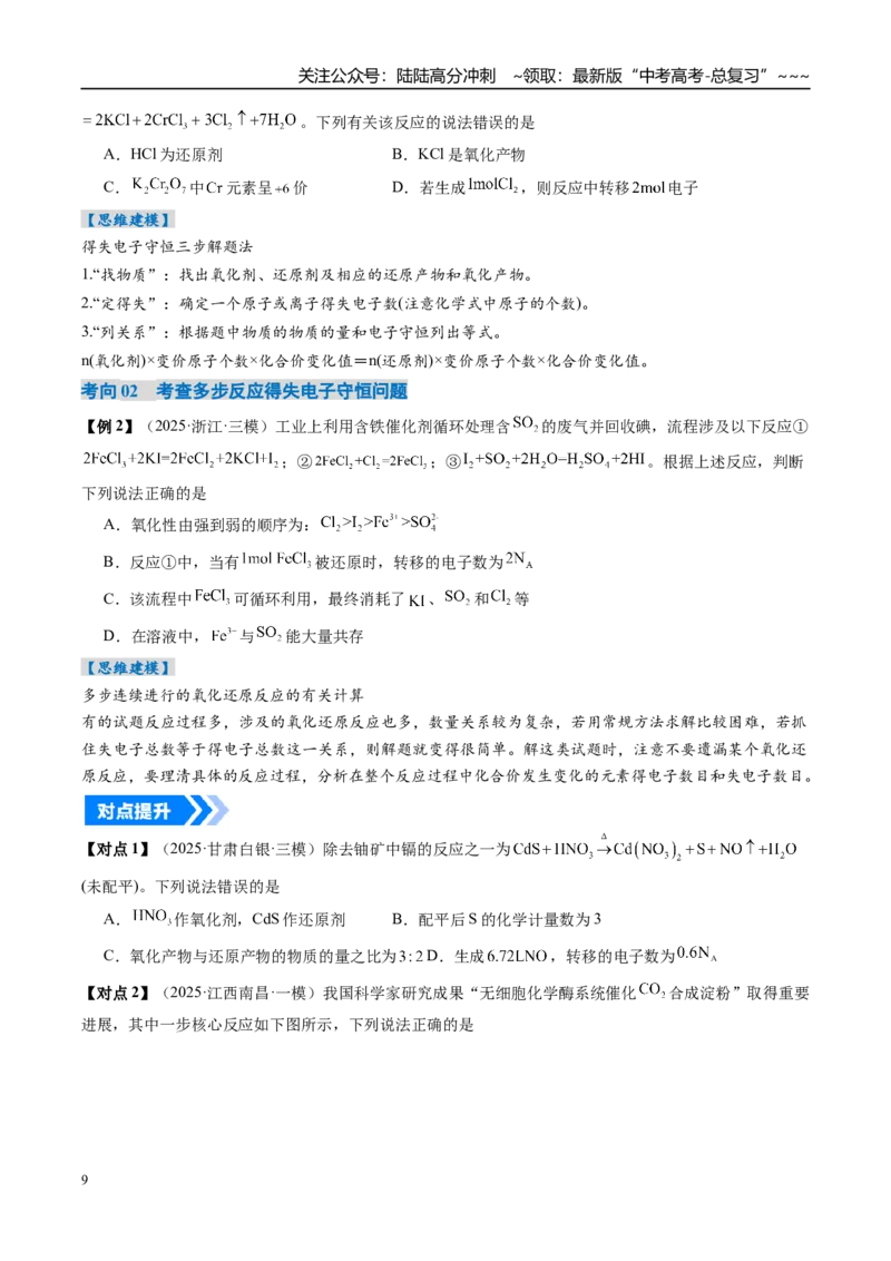 《专题05氧化还原反应方程式的配平与计算（高效培优讲义）（学生版）_05-化学-高考总复习_一轮复习_2026年-化学高考一轮复习_2026年高考化学一轮复习考点精讲精练（新高考通用）-G58_2026版》第9页预览