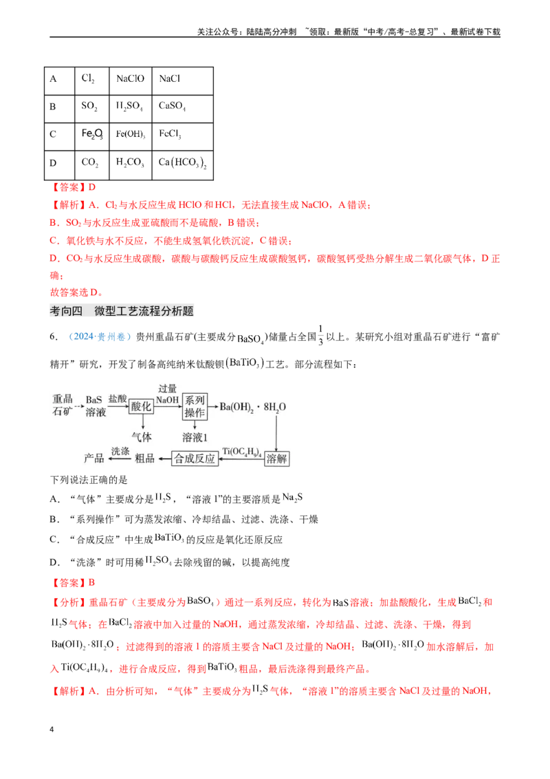 《专题09无机物的反应与转化微型工艺流程（教师版）_05-化学-高考总复习_专项复习_2025年_2025年高考化学真题题源解密（新高考通用）》第4页预览