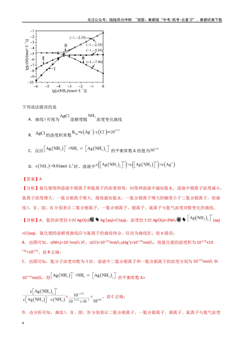 《专题14水溶液中的离子反应与平衡-解析版）_05-化学-高考总复习_二轮复习_2024年_2024年高考化学二轮专题强化训练习题试题练习全国_资料》第4页预览